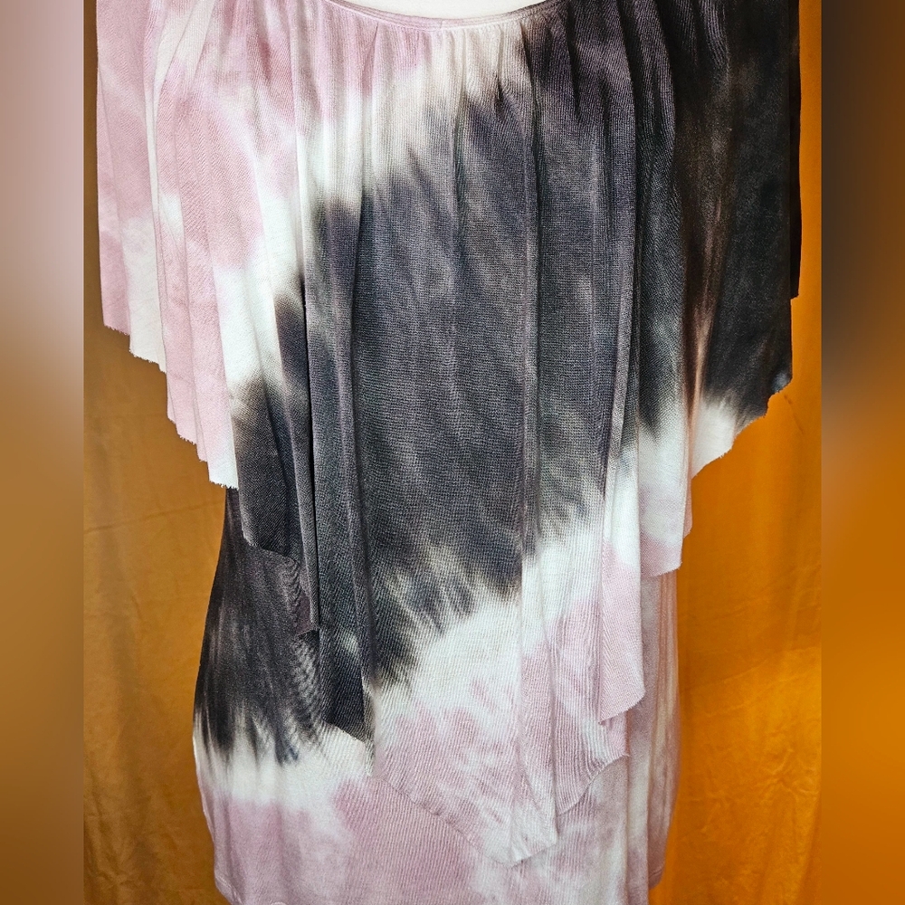 Juicy Couture Pink Gray Tie Dye Draped Poncho Overlay Top M NWOT - Picture 4 of 12